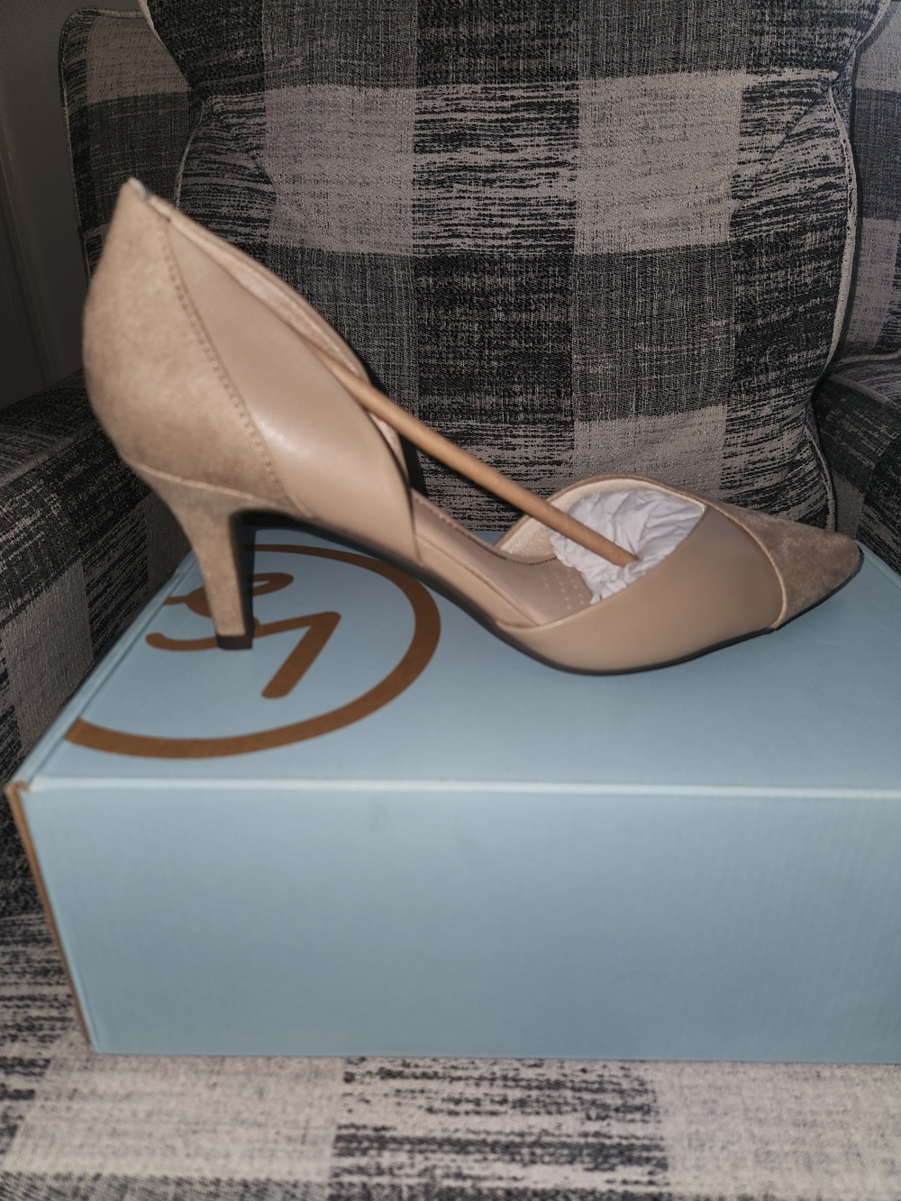Classic Women's Nude Pointed-Toe Mid-Heel Pumps